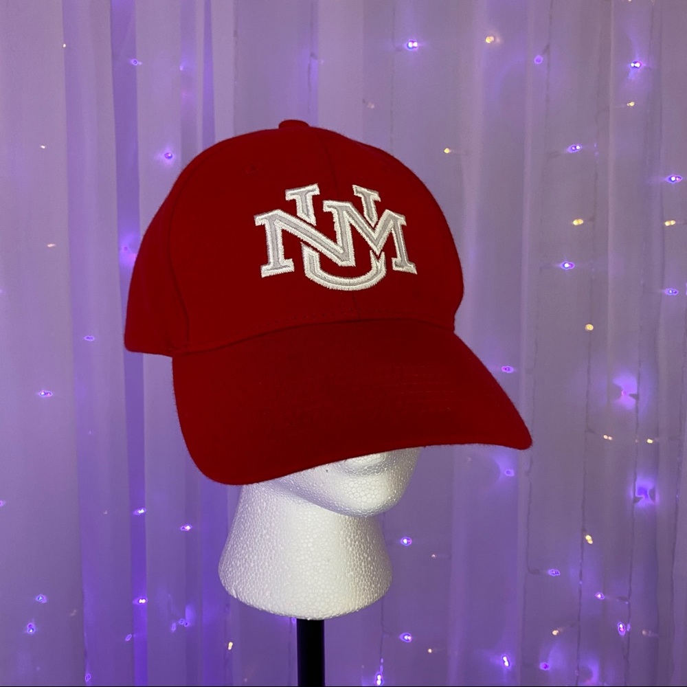 red University of New Mexico baseball hat